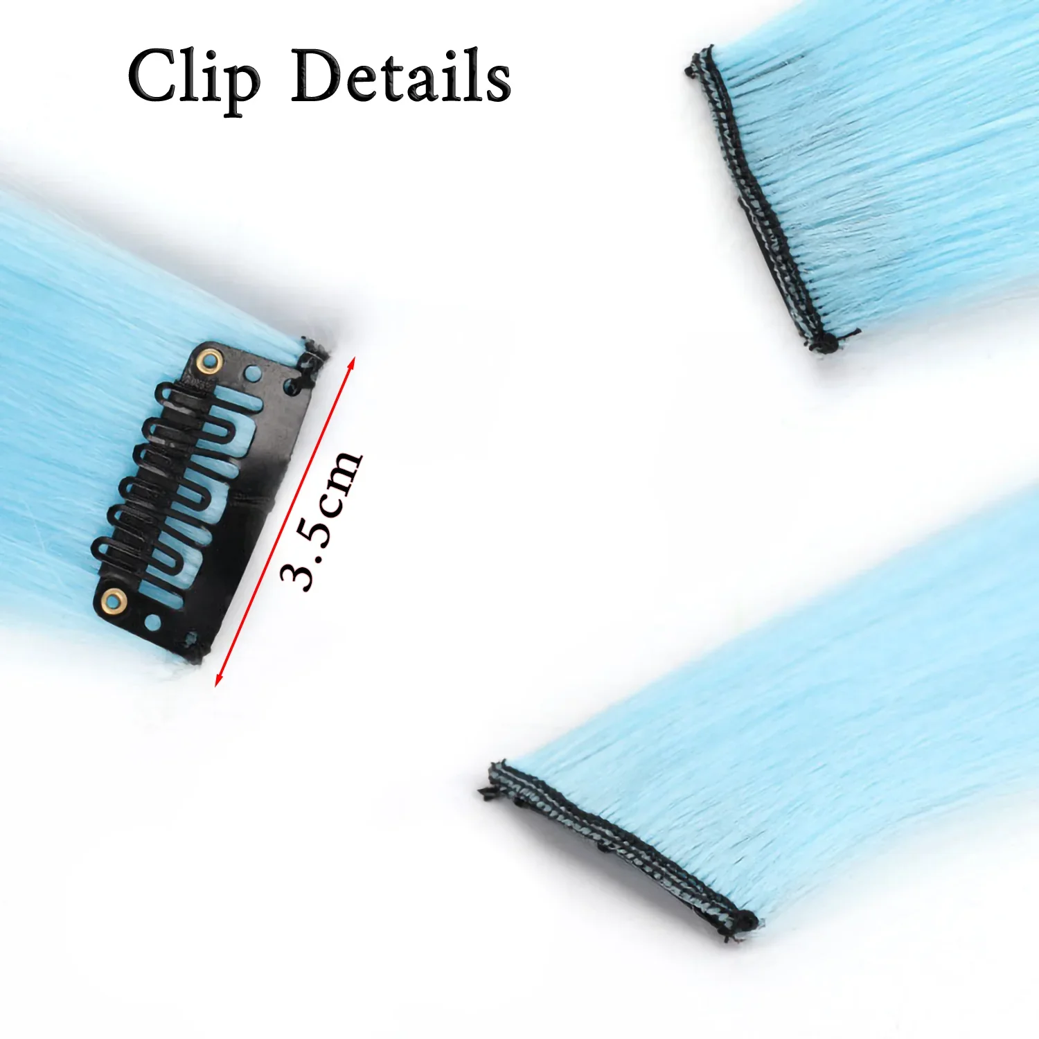 قطعة شعر صناعية ملونة تتوهج في الظلام وصلات شعر بمشبك ملون في وصلات الشعر للفتيات 5 قطعة 20 بوصة #4