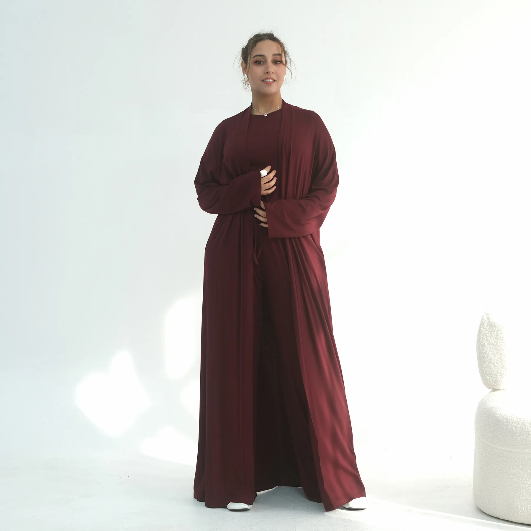 

Мусульманский комплект из 3 предметов, женский топ, кардиган, широкие брюки, костюм Ramadan Femme, арабская одежда, марокко, Дубай, ислам, мусульманский ансамбль