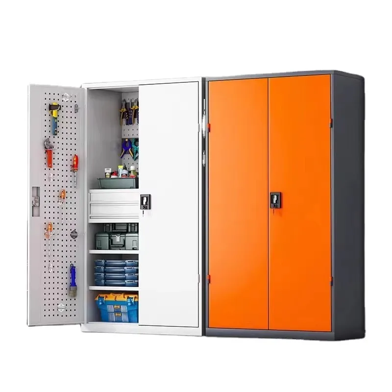 Customizable 2-Door Metal Tall Cabinet for Garage Steel Tool Cabinets with Two Drawers-OEM Support
