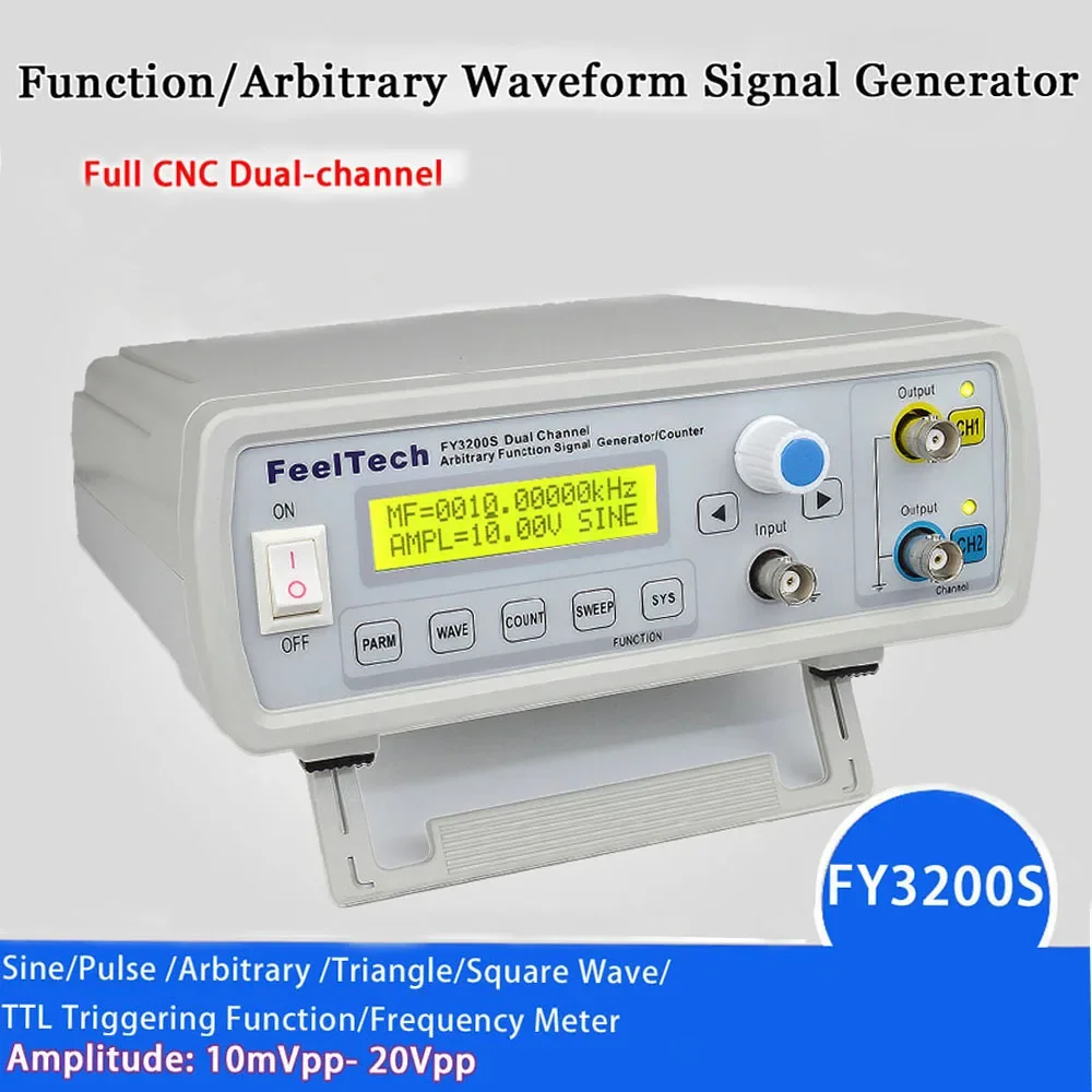 FY3200 Dual-channel DDS Function Generator 12Bits 250MSa/s Sine Wave 24MHz Arbitrary Waveform/Pulse Frequency Signal Generator
