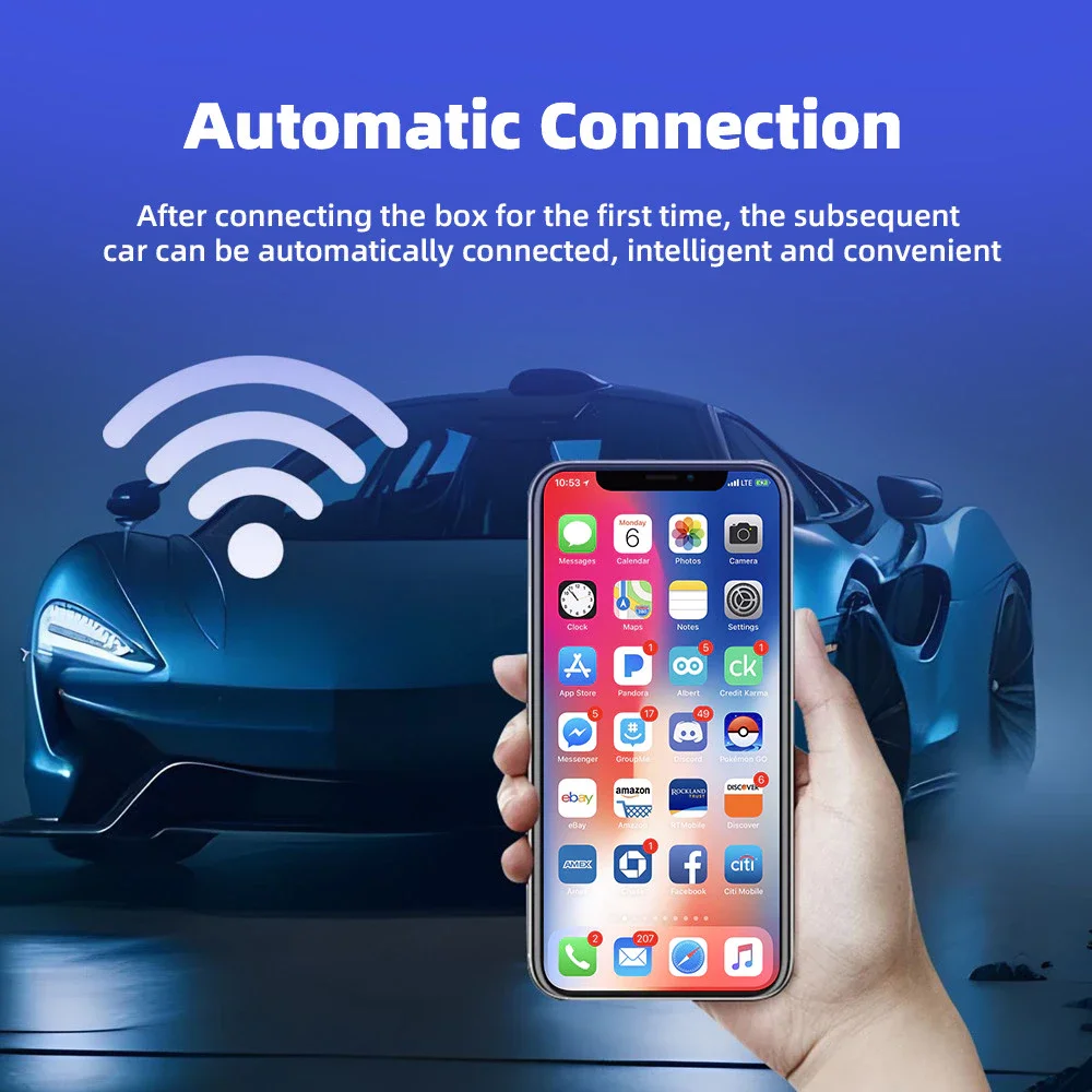 Wired To Wireless Carplay Android 2-in-1 Automatic Adapter Car Gadget Smart Box 5.8GHz Wifi  Plug and Play OTA Update Universal