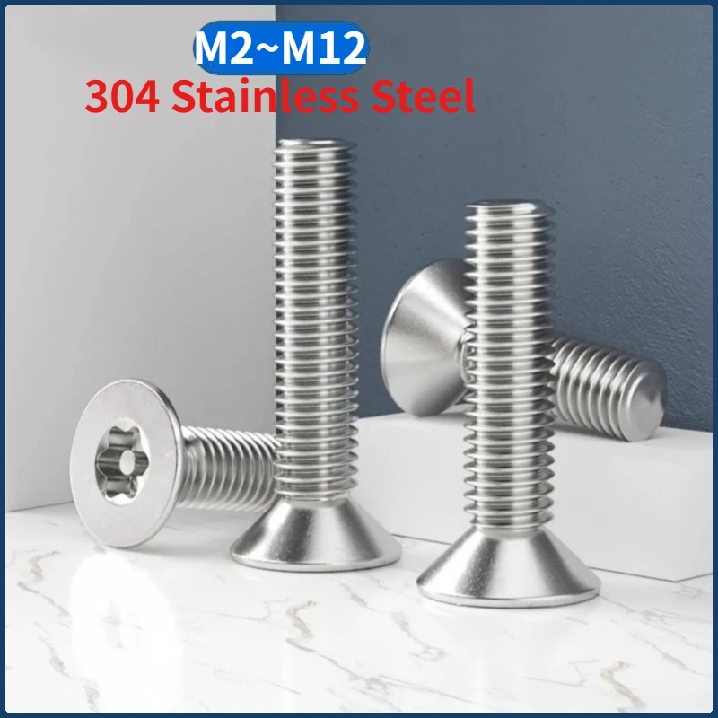 Beicai M2 M2.5 M3 M4 M5 To M12 SUS304 Stainless Steel Torx Flat Countersunk With Column Pin Tamper Proof Security Bolt Screw