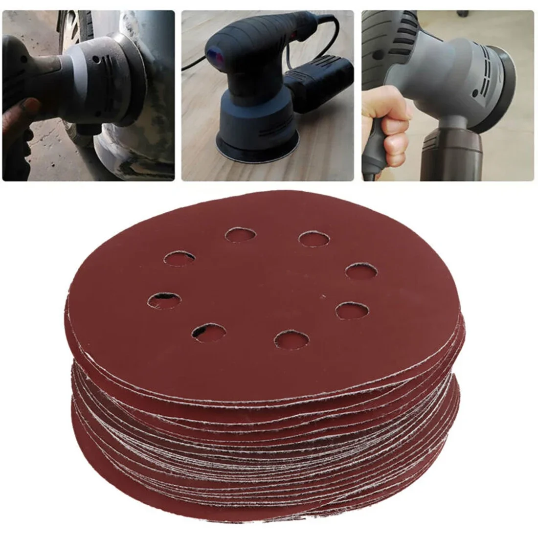 8 Hole Sanding Discs Flocking Round Sandpaper Supplies Tools 30pcs 5 Inch Abrasive Furniture Grinding Polishing