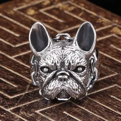 Vintage Bulldog Ring for Women Men Silver Color Open Ring Adjustable Size Hip Hop Rock Trendy Jewelry