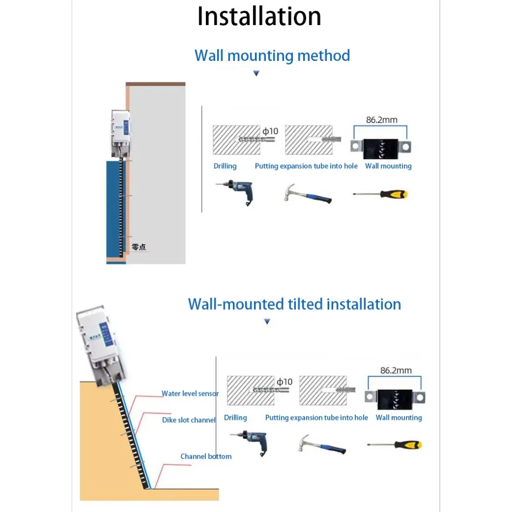 Rs485 anti-corrosion and anti-freezing water level indicator electronic digital river irrigation canal water level gauge