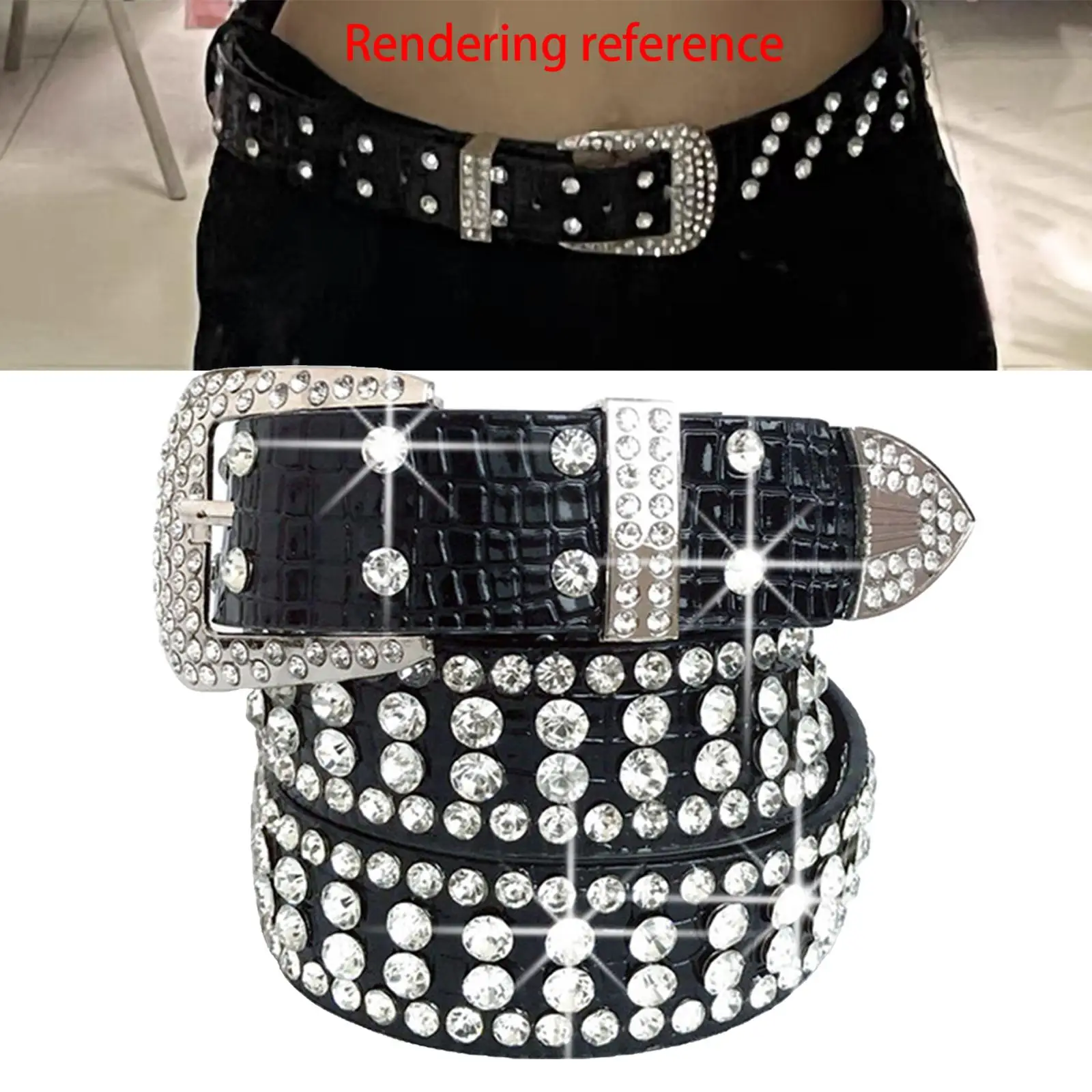 Cinturón de cintura ostentoso para mujer, cinturilla de diamantes de imitación de cristal, cinturón occidental de PU para accesorios, sacos de ropa vaquera