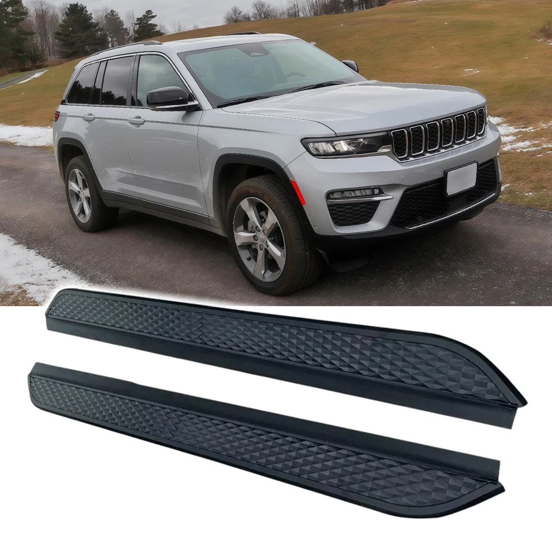 2Pcs Black Aluminum Runnings Boards Textured Anti-Slip Surface Fits for JEEP Grand Cherokee 2023 2024 2025 Nerf Bars Fixed Door