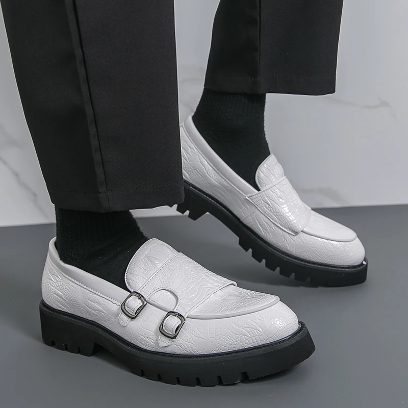 

Men Loafers PU Splicing Thick Sole Comfortable Classic Business Men Shoes Sizes 39-48