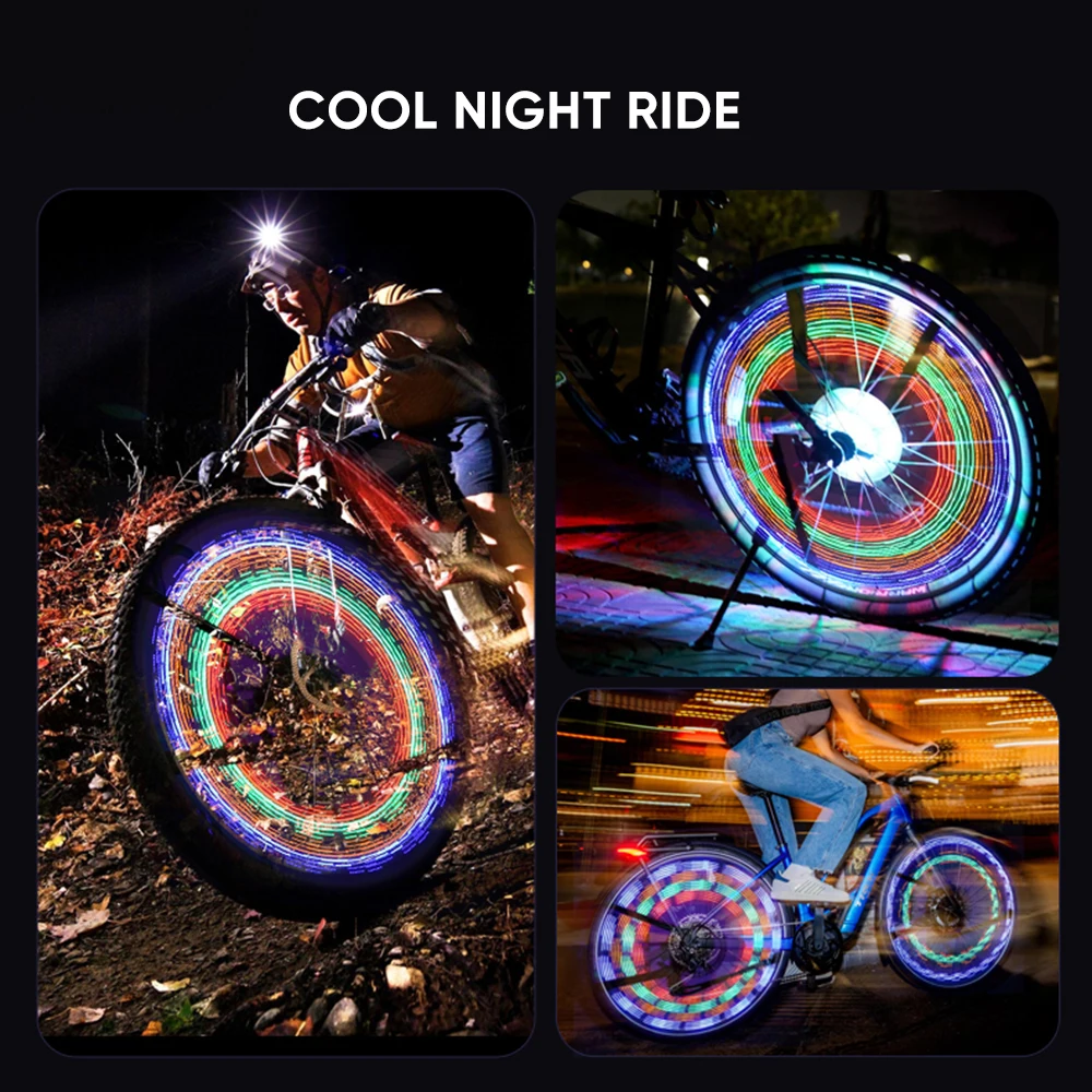 태양 자전거 플래시 스포크 조명 모션 감지 자전거 바퀴 빛 MTB 자전거 다채로운 LED 네온 경고 사이클링을위한 램프 스포크
