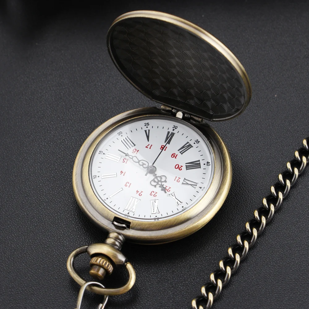 Montre de Poche à Quartz Rétro en Bronze pour Homme, Pendentif à la Mode, Collier, pour Étudiants, Cadeau de Festival, 51 Fils