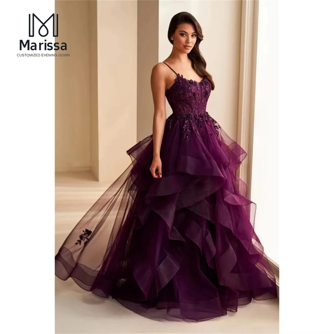 

Marissa A Line Тюлевые вечерние платья Свадебное платье на заказ Элегантные вечерние платья для женщин Роскошная юбка лотоса для выпускного вечера