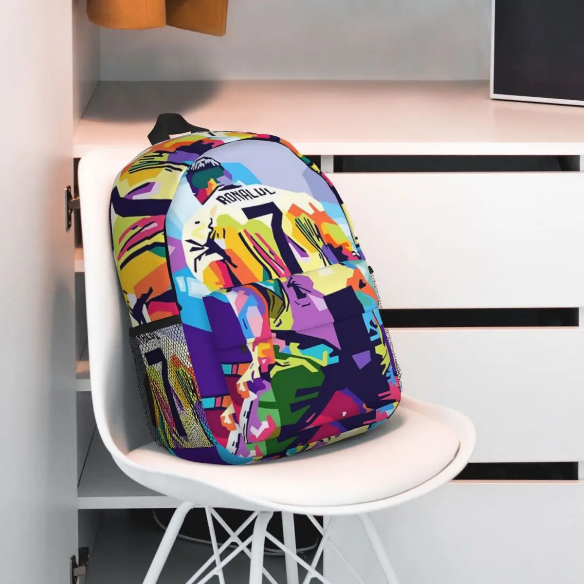 Cristiano Ronaldo celebración Wpap Pop Art mochila universitaria impermeable de alta capacidad, bolsa de libros de viaje para computadora portátil, nueva moda