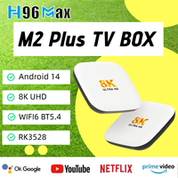 H96 Max Set-top Box M2 Plus Android 14 TV Box BT5.4 WIFI6 8k RK3528 Quad-Core Google Voice Assistant Media Player Smart TV Box