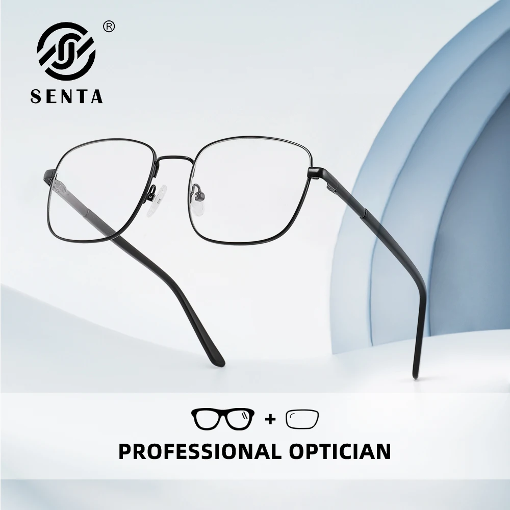 

Men's Grade Glasses in Trend Square Metal Frame Nerd Anti Blue Light Reading Glasses Men Women Photochromic Lens Myopia Eyeglass