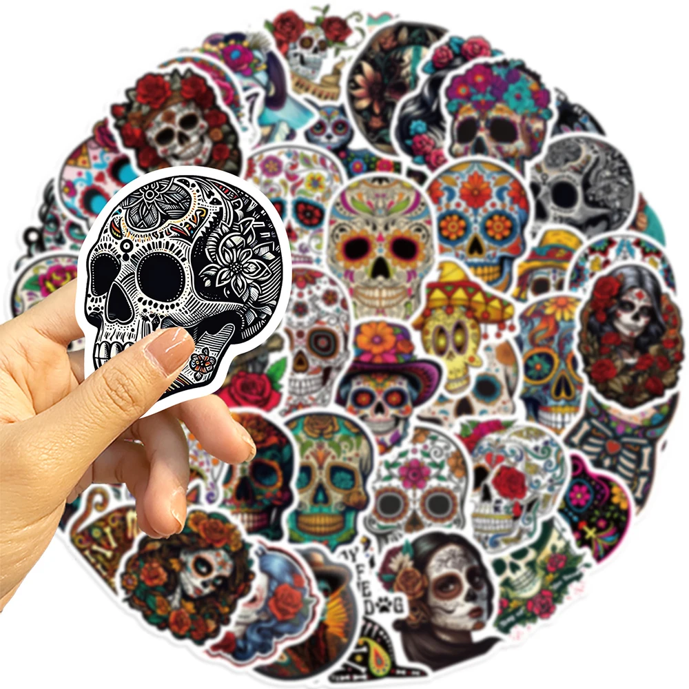 10/30/50pcs Mexico Day of the Dead Stickers Aesthetic Horror Skull Graffiti Decals DIY Waterproof Skateboard Phone Notebook Bike