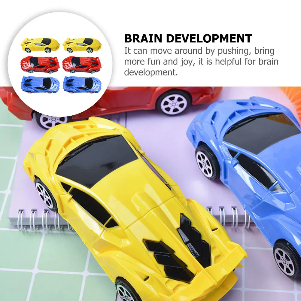 6 szt. Małe pojazdy inercyjne, urocze modele pojazdów, jaskrawe kolory, rozwijająca mózg, wózki do pchania dla maluchów, prezent urodzinowy
