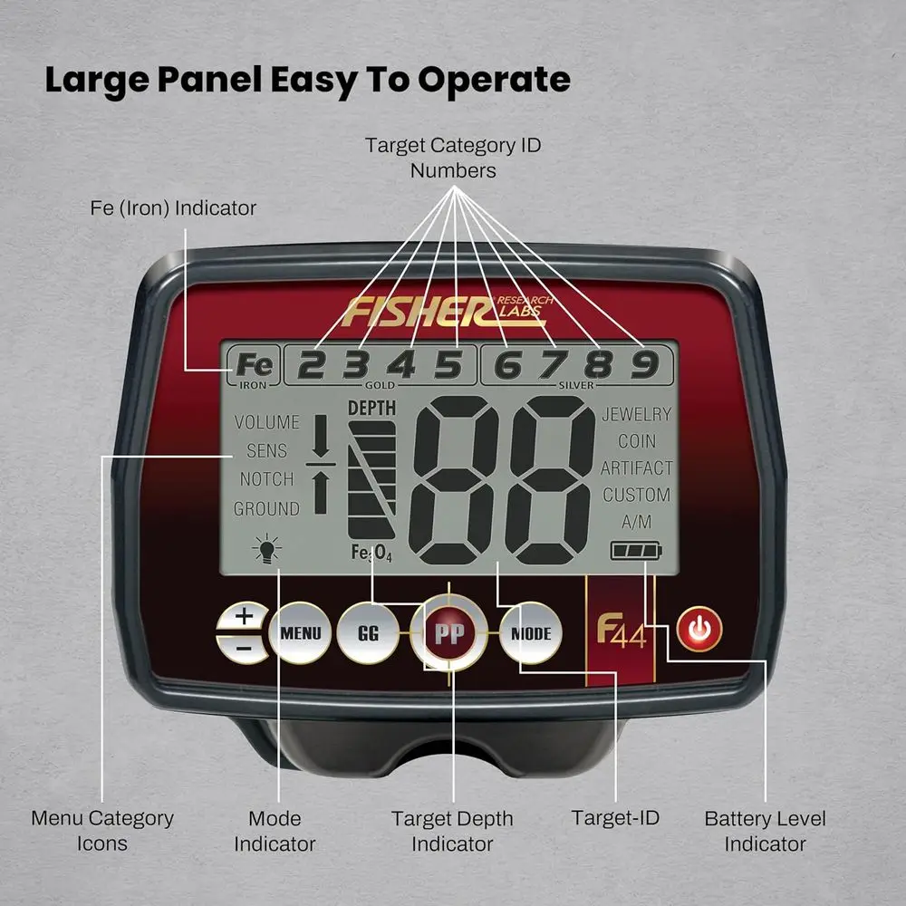 Metal Detector with Weatherproof Design, Large LCD Display, and Sensitive Detection Features, Ideal for Both Beginner