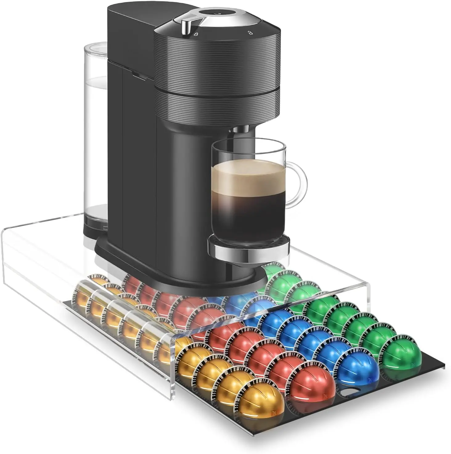 

Органайзер-держатель для капсул для кофе для капсул Nespresso Vertuo, обновленный дизайн, акриловый ящик для хранения капсул Vertuo, органайзер для кофейных капсул