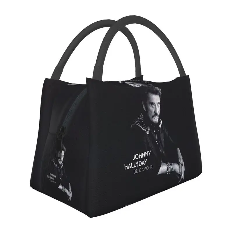 

Johnny Hallyday Insulated Lunch Bags for Outdoor Picnic French Singer Resuable Thermal Cooler Bento Box Women
