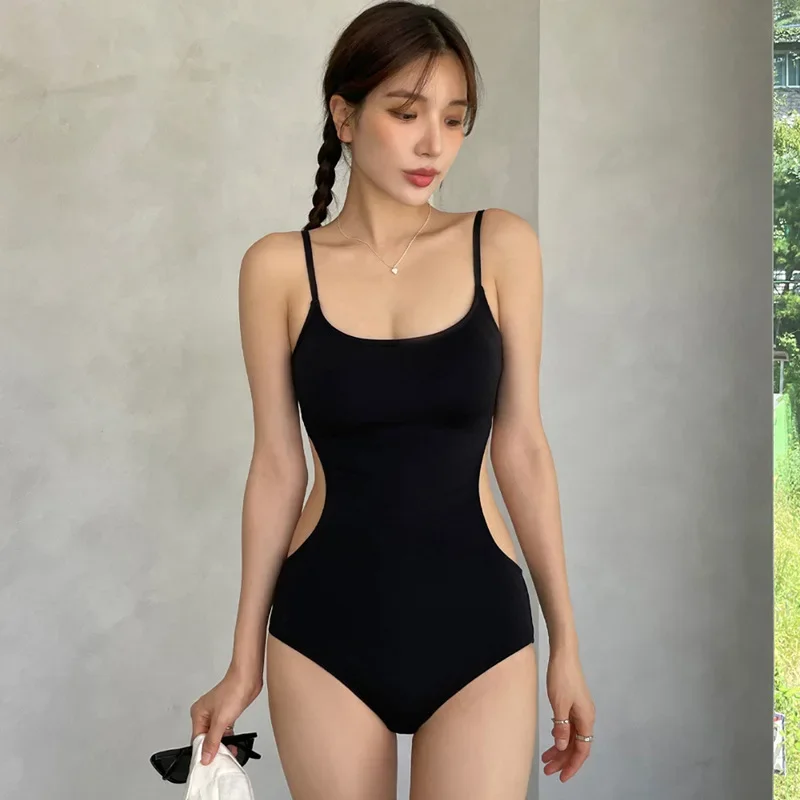 Traje de baño de una pieza para mujer Color primaveral etiquetado espalda abierta Simple Spa vacaciones traje de baño origen continental chino