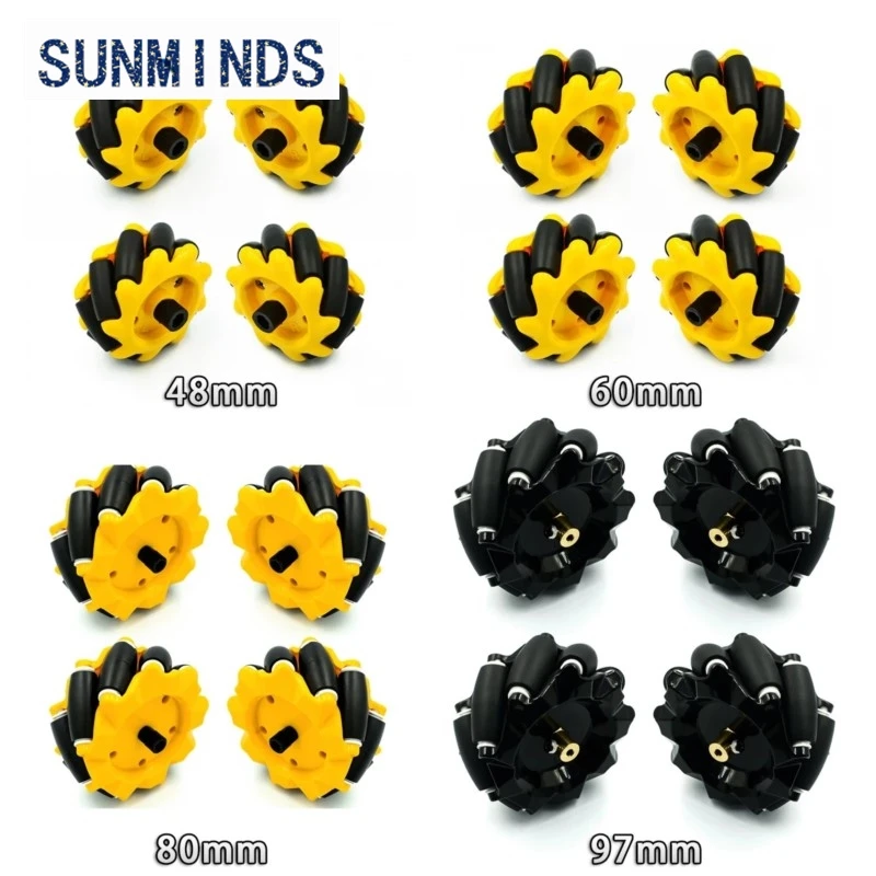 4pieces/lot 48mm 60mm 80mm 97mm High Hardness Plastic Mecanum Wheel Omni-Directional for TT Motor Smart Robot Car with 6mm hubs