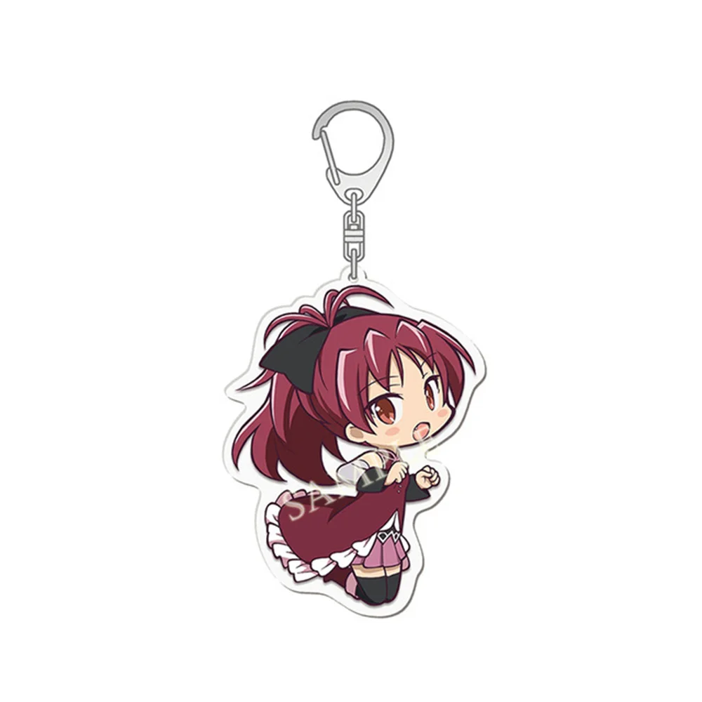 Anime Magi Madoka Magica Acrylic Keychain Kaname Akemi Homura Miki Sayaka Tomoe Mami Kyoko  HD Figures  KeyRing Pendant Gift