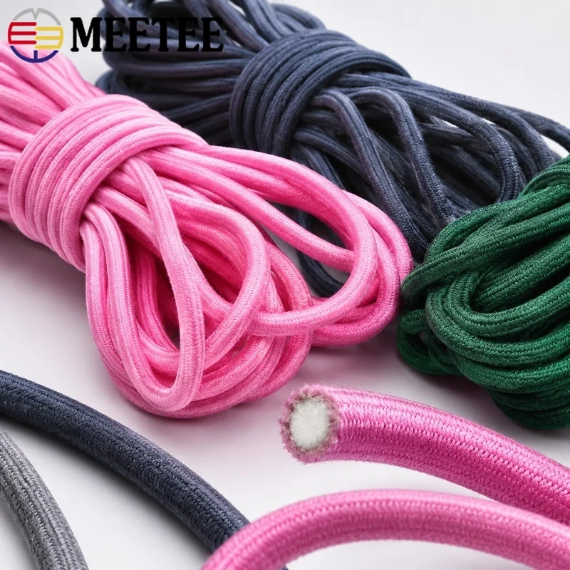 10-50M 5mm Colorful Elastic Rope Round Rubber Cord Hairband Drawstring Underwear Spring Bungee DIY Sewing Craft Accessory String