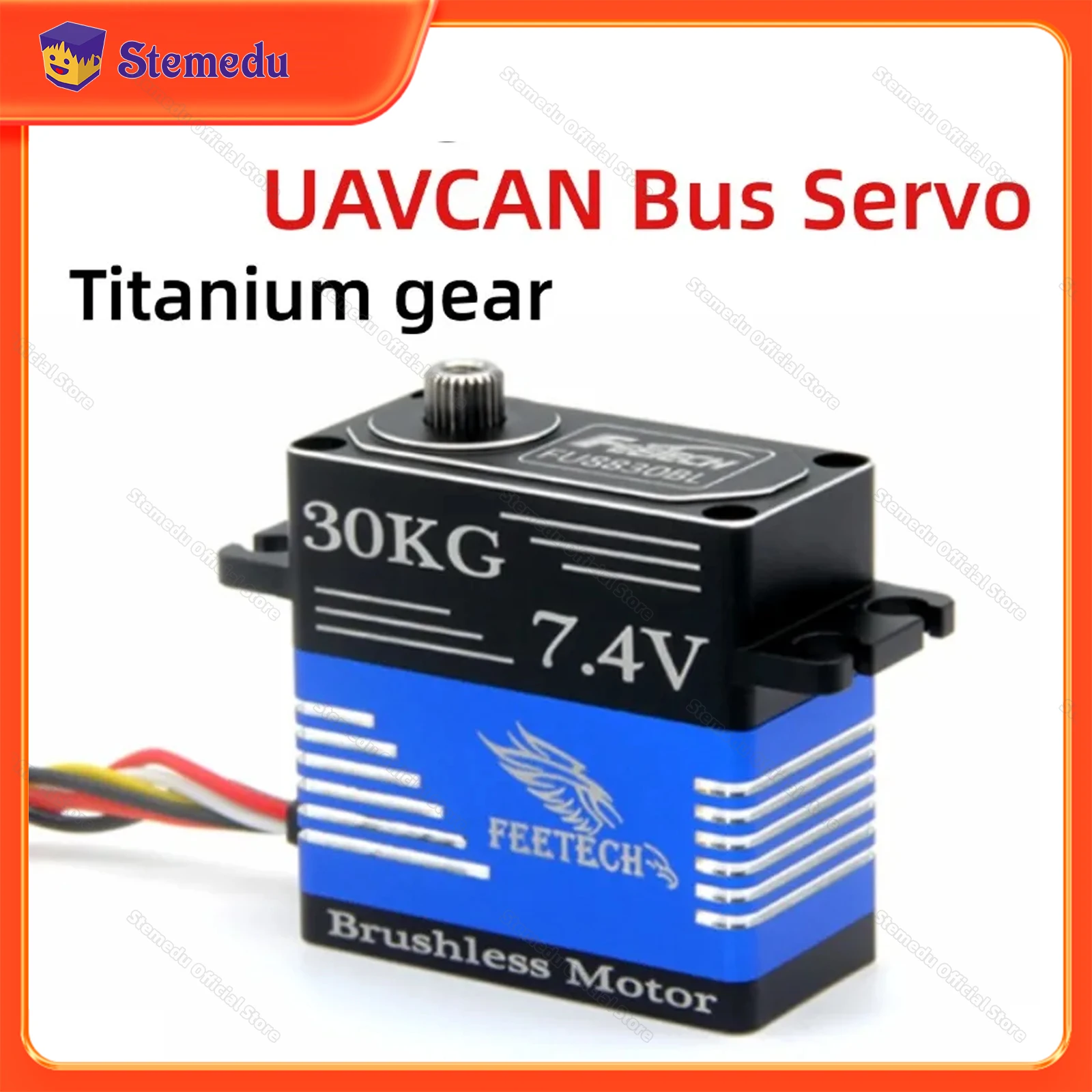 30kg.cm UAVCAN Bus Servo Control Protocol 7.4V 120RPM Titanium Gear Brushless Motor IP66 Waterproof Digital Servo 180° RC Servo