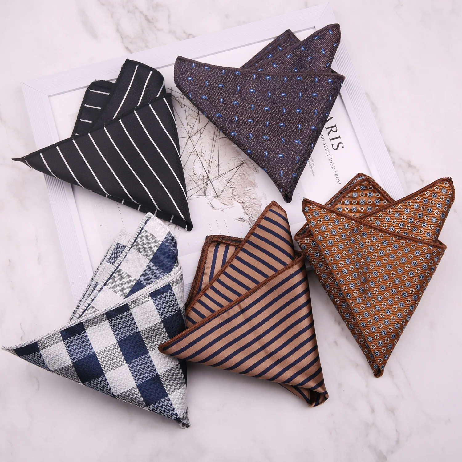 Korean Leisure 23CM Hanky Polyester Jacquard Suit Pocket Square for Best Man Formal Business Handkerchiefs Father's Day Gift