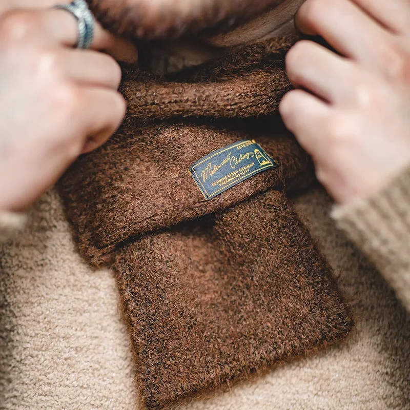 Maden خمر الشتاء الموهير وشاح محبوك الأوشحة الرجال والنساء الدافئة يندبروف بلون بسيط موضة صغيرة الحجم طوق وشاح