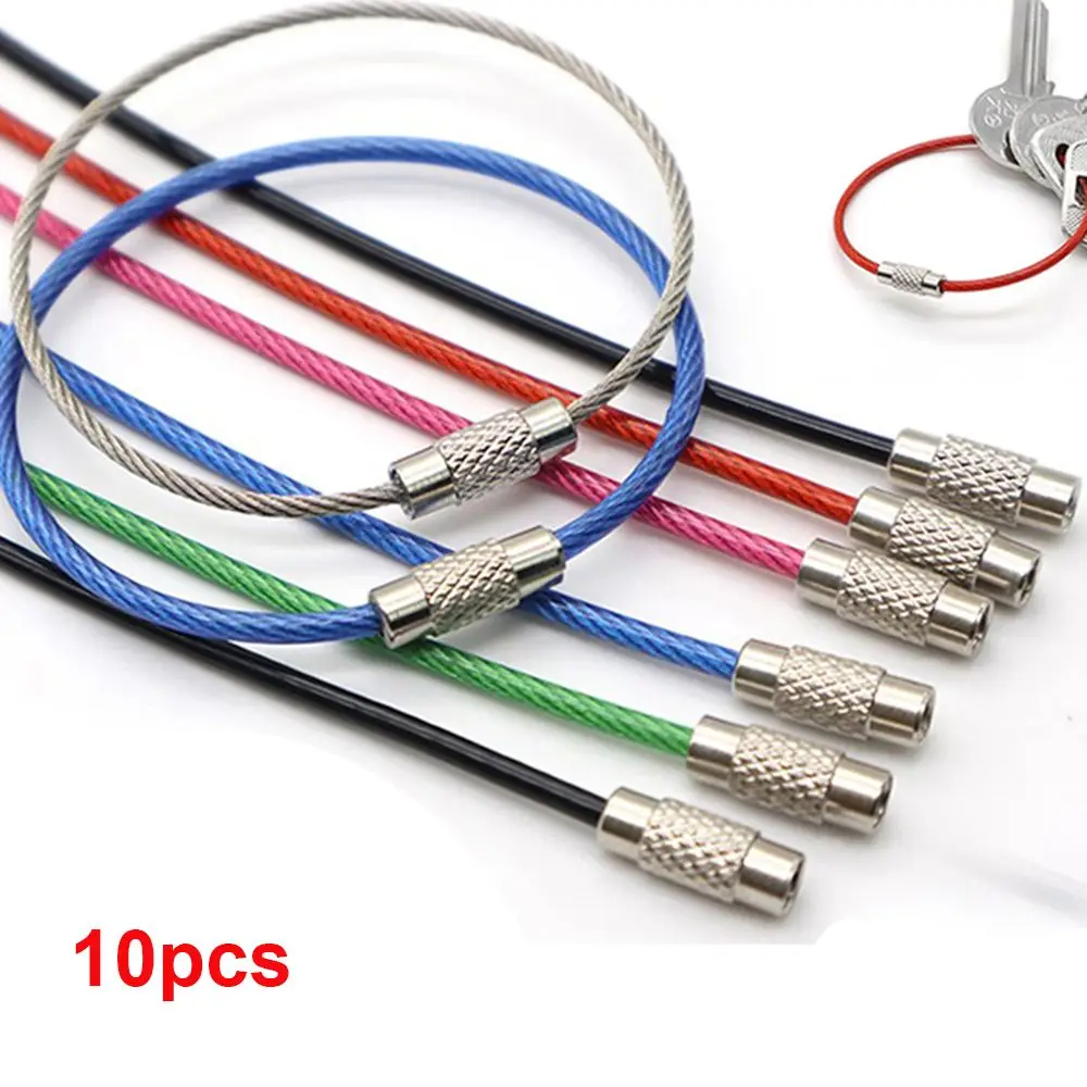 

Camping 10Pcs Gadget Loop Tool Keychain Keyring Circle Key Holder Stainless Steel Rope Ring