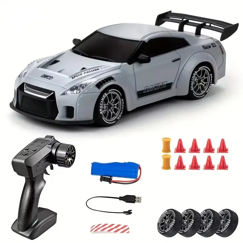 

24 Semi-Proportional RC Drift Car High Speed 20KM/H LED Lights Drift Tires Road Barrier Toy for Kids And Adults