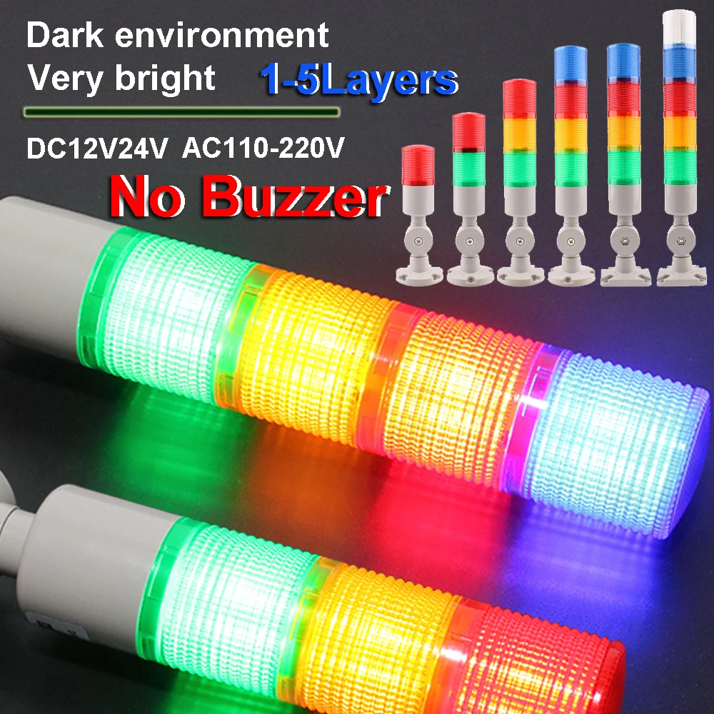 Đường Kính 45Mm 24V DC 220V Ổn Định LED Tháp Tín Hiệu Ánh Sáng Nhiều Lớp Ngăn Xếp Báo Động Đèn cảnh Báo Cho Máy Công Nghiệp