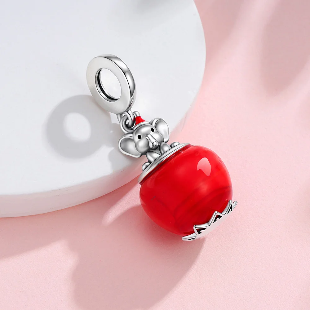 New 925 Sterling Silver Charms Circus Little Elephant Glass Pendant Beads Fit Bracelet Women's DIY Jewelry Love Daily Hot Gifts