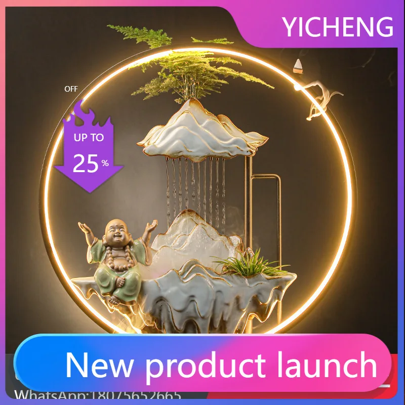 LYY  Wealth-Attracting Water Fountain Landscape Zen Ornament Desktop Housewarming Gift