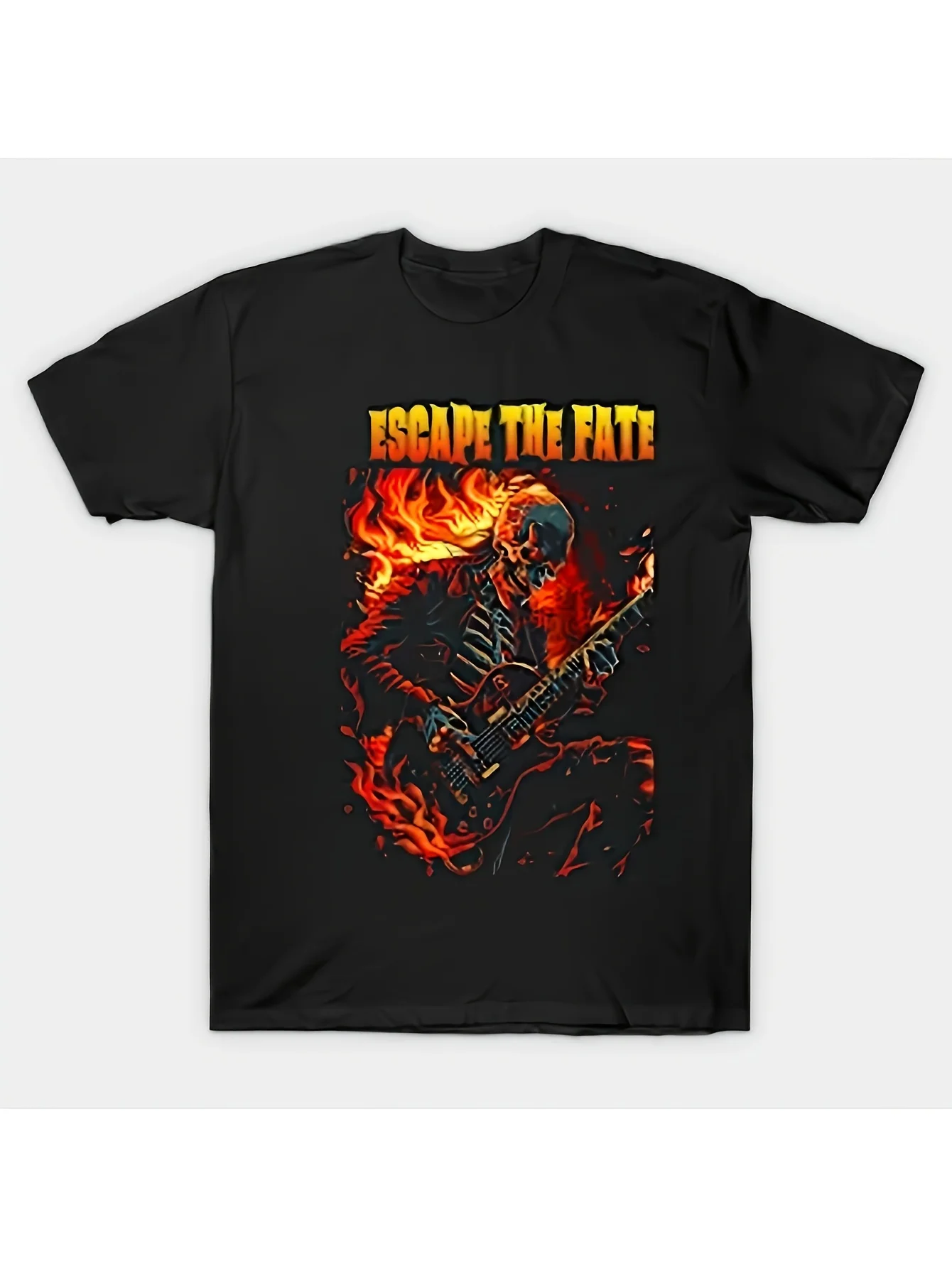 Men's Escape the Fate Themed T-Shirt - 100% Cotton Soft Round Neck Tee with Iconic Print, Unisex Casual Streetwear Suitable for Fans, Machine Washable Gift Apparel for Daily Wear