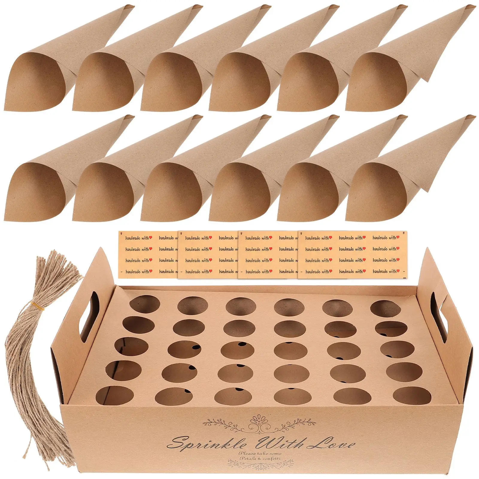

30-Hole Paper Cones Set Confetti Cone Box Cylinders Wedding Party Supplies Storage Solution Candies Flowers Bouquet