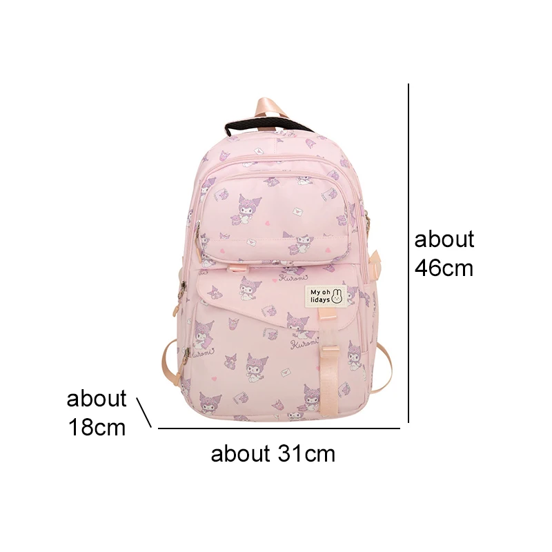 Sanrioed Kuromi Anime Cute Backpack Schoolbags Student Cartoon Travel Large Capacity Shoulder Bag Birthday Gift for Friend