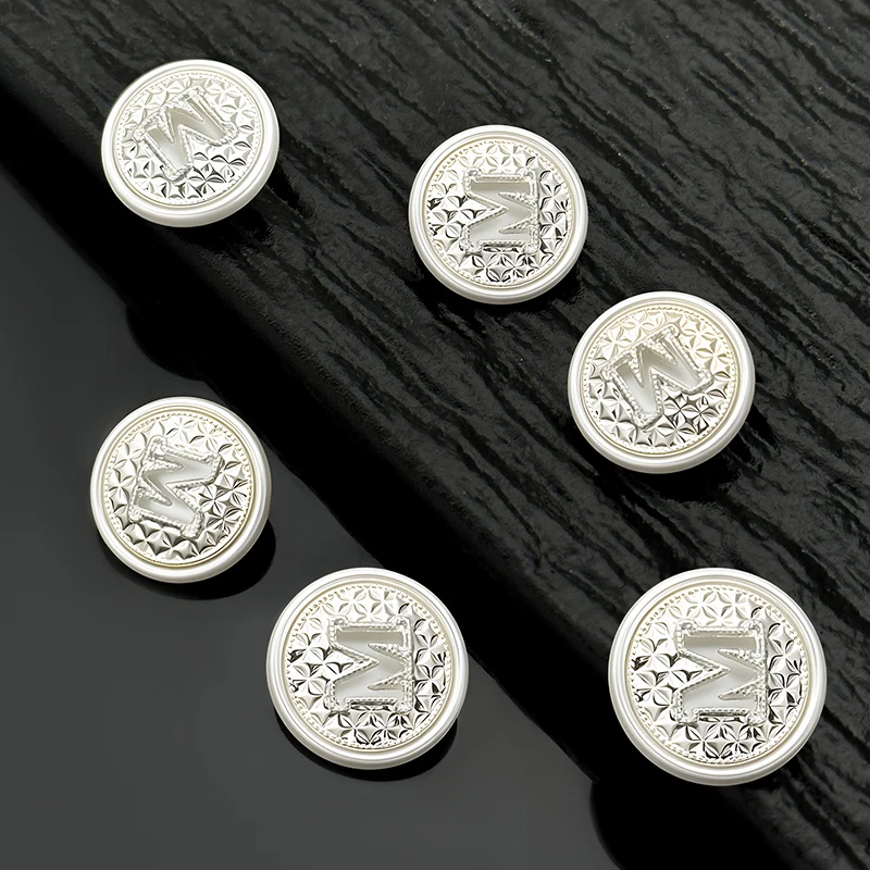 English Letter M White Button for Clothing Coats Shirts Accessories Handmade Sewing Materials DIY Crafts Fashion Supplies