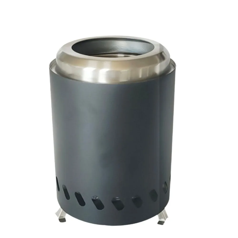 

Stainless Steel Smokeless Stove Anti-corrosive Cylindrical Camping Firewood Stove Detachable with Storage Bag Teapot Furance