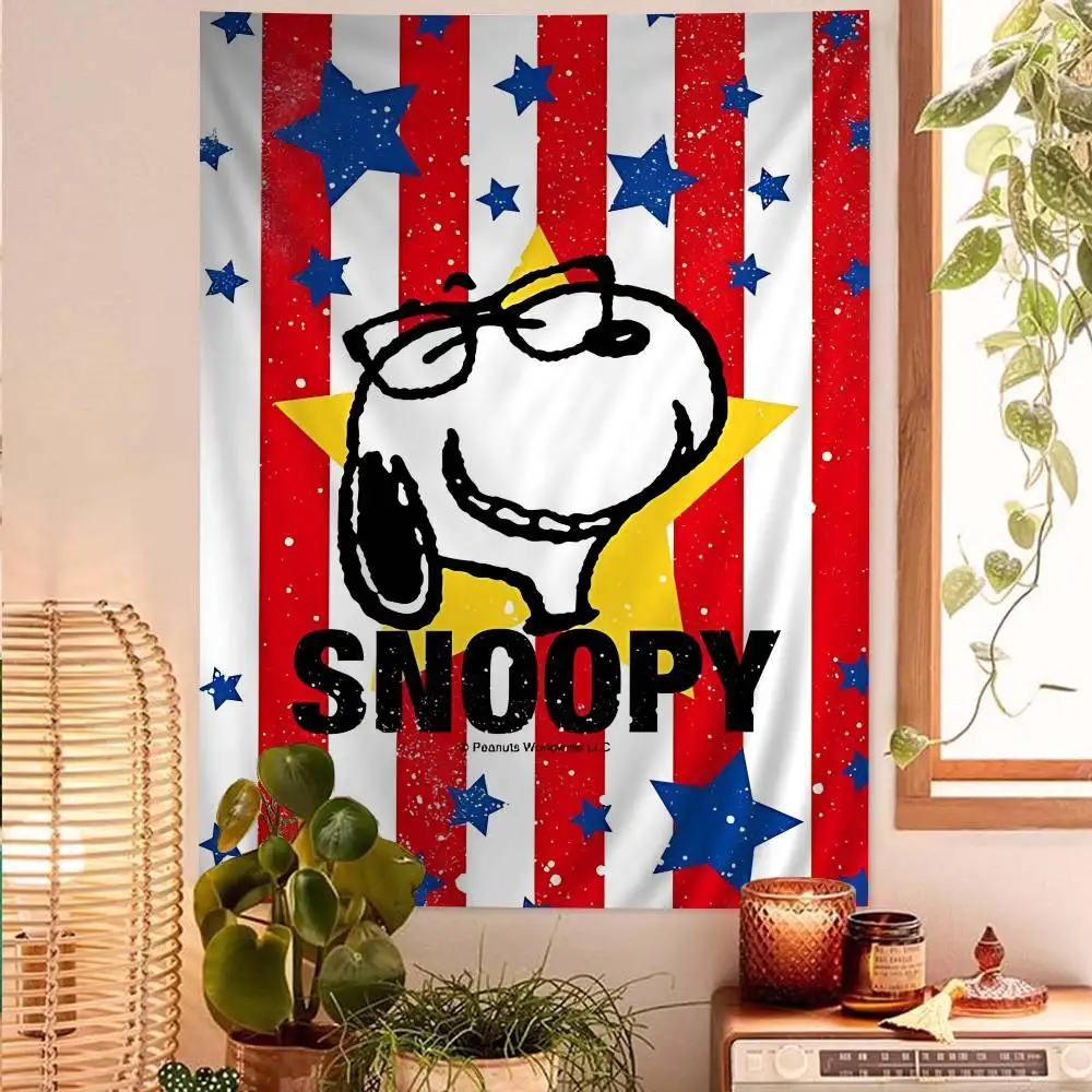 Classic Cute Dog S-Snoopy Tapestry Art Printing Japanese Wall Tapestry Anime Wall Hanging Home Decor