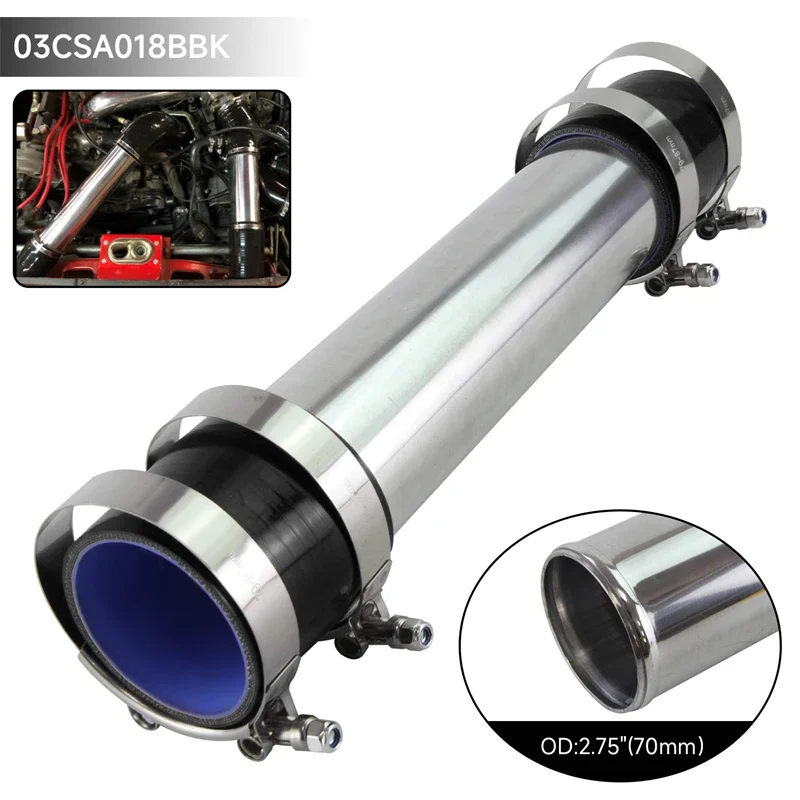 

Intercooler Turbo Piping pipe 70mm 2.75" L=300mm + 2pcs Silicone hose +4pcs T-Clamps Aluminum Black/Blue/Red