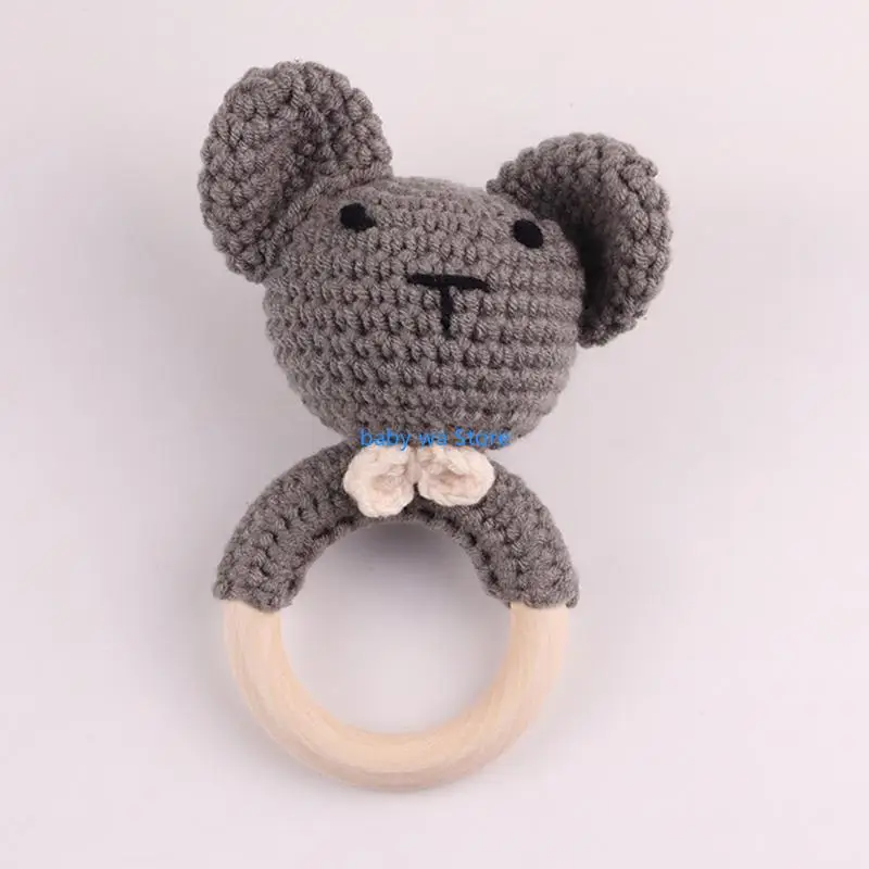 

3pcs/set Baby Rattle Wooden Crochet Bear Bells Music Teething Bracelet Pacifier Dummy Clips Gym for Play Baby Toy 4XBD