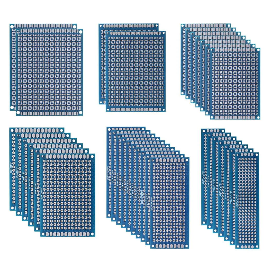20pcs PCB Kit Board Prototype Breadboard Double Sided Circuit Boards Blue 2x8 3x7 4x6 5x7cm Universal PCB Experiment Boards DIY image 2