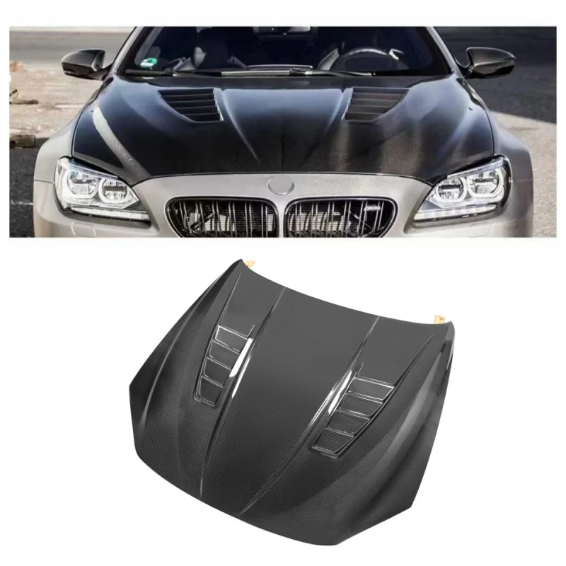 

for BMW 6 Series F06 F12 F13 / M6 2012-2017 Car Front Bonnet Hood With Hole Dual Side Carbon Fiber Front Hood Cover