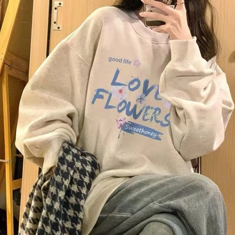 

Толстовка с капюшоном в корейском стиле с рисунком Y2k, серые пуловеры с длинными рукавами, топы, женские классические мужские толстовки в ленивом стиле, пальто унисекс