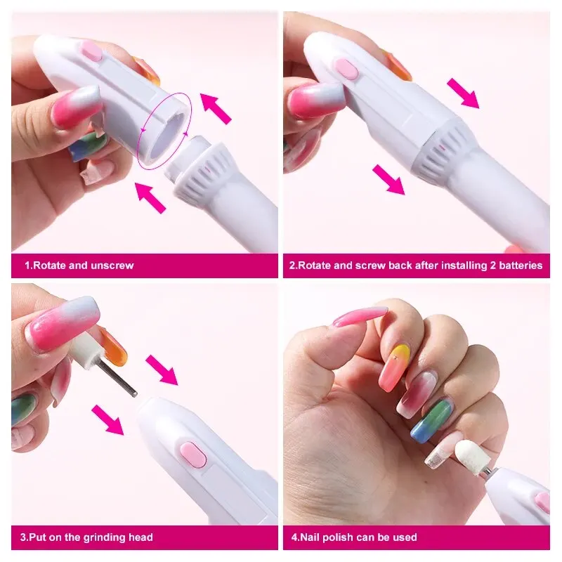 5 In 1 MINI Electric Nail Drill Machine Kit Pedicure Grinding Polishing Nail Art Sanding File Pen Tools for Remove Nails Acrylic