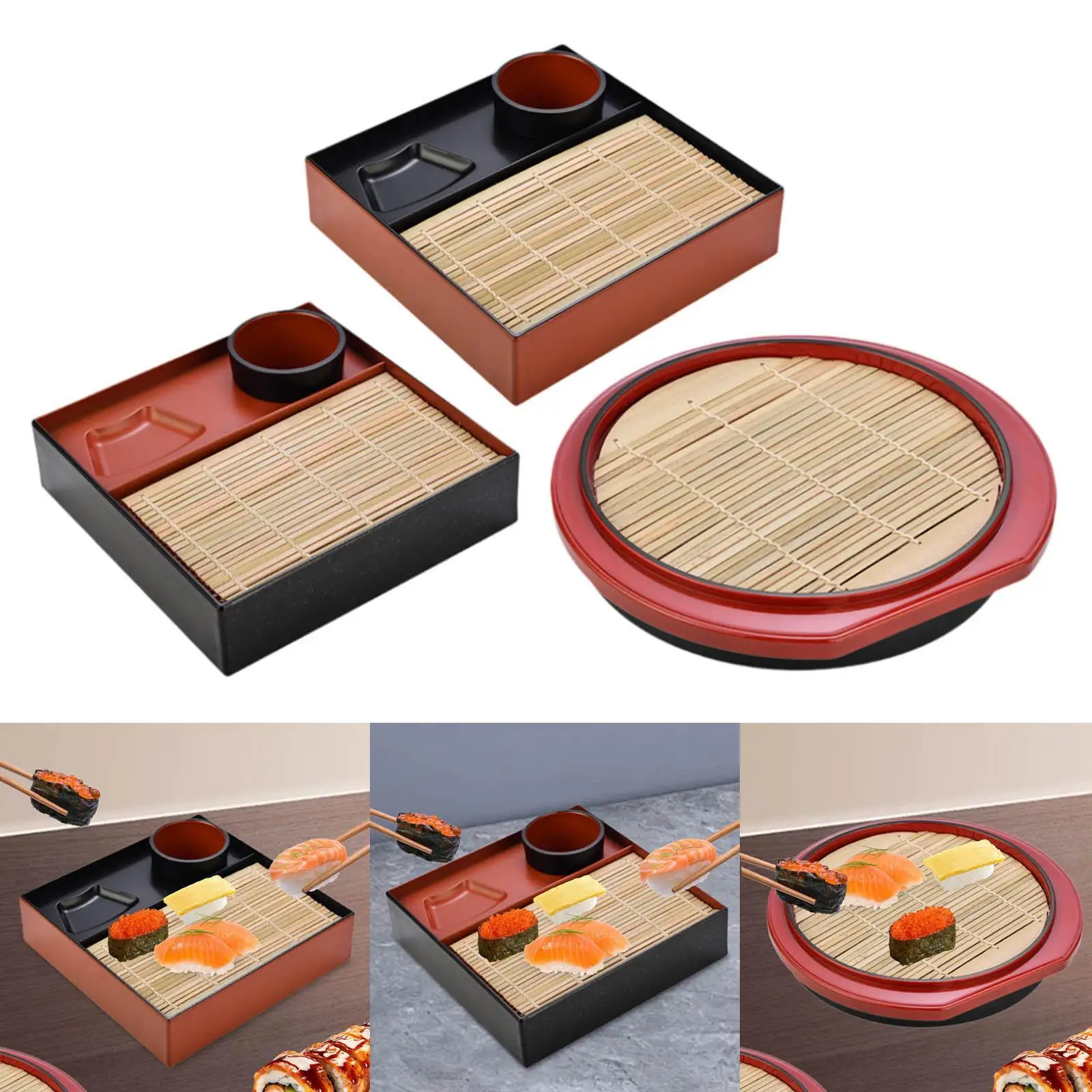 Soba Noodle Plate with Drain Mat Snacks Plate Drainboard Sushi Serving Plate