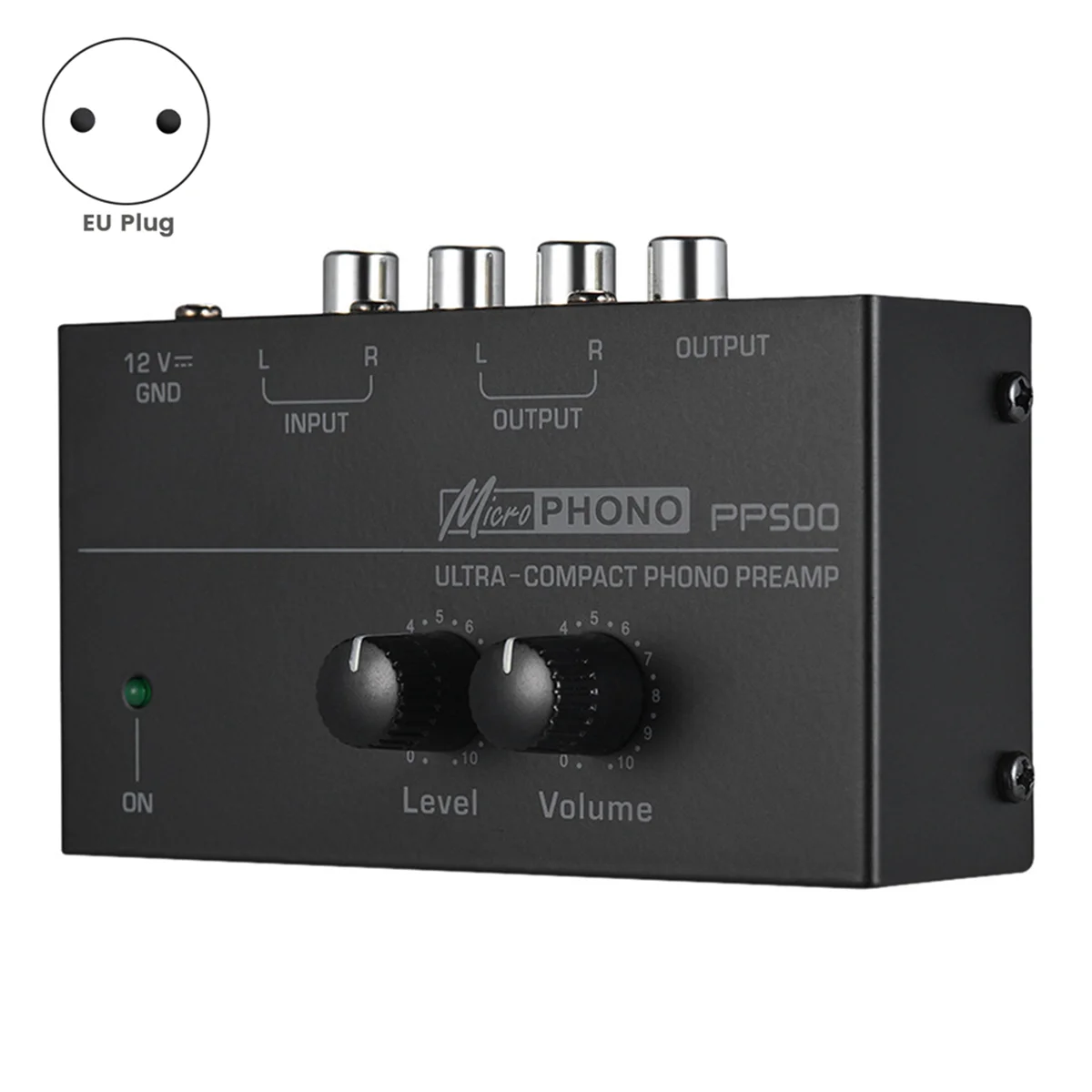 PP500 Ultra-Compact Phono Preamp Pre Amp Preamplifier with Level Volume Control EU Plug