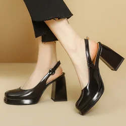 Slingbacks Summer Women Sandals Fashion Black White Pumps Shoes For Girls Elegant High Heels Wedding Shoes Ladies Large Size